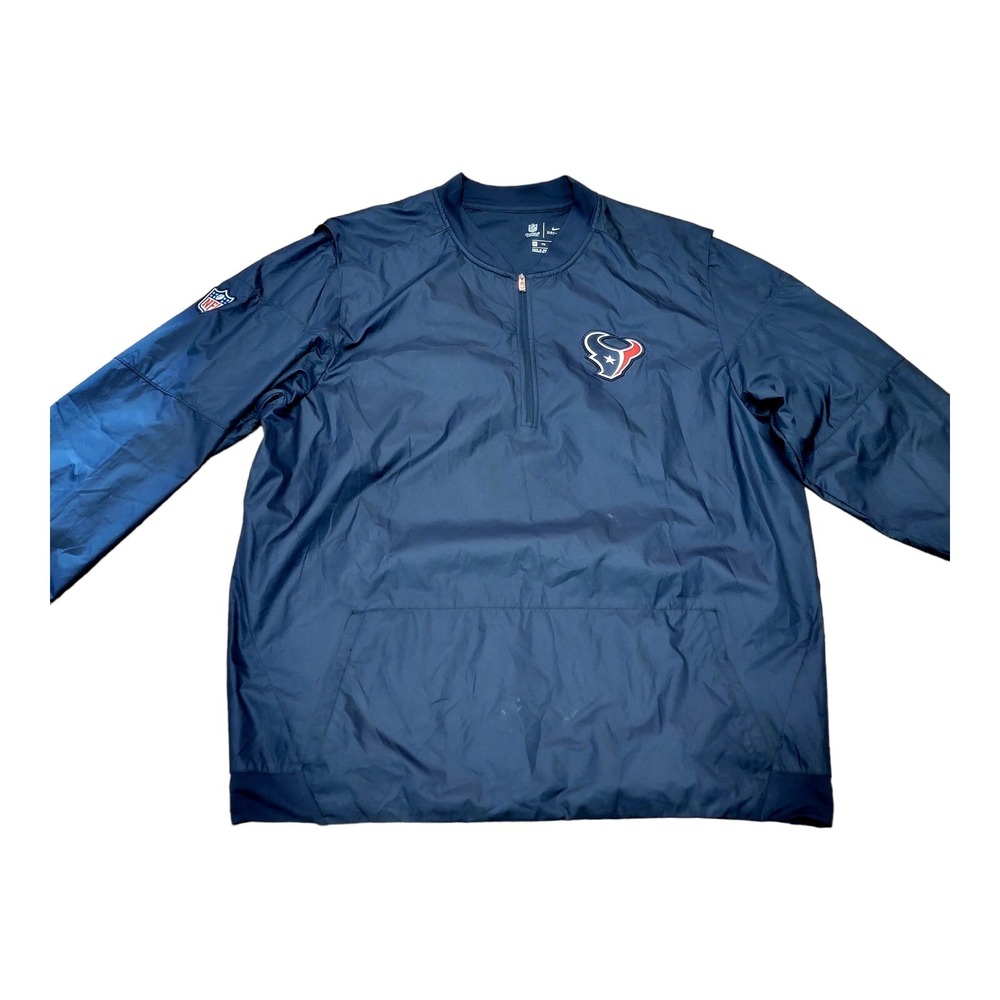 Men's NFL Houston Texans Nike Dri-Fit Coaches Navy Blue 1/2 Zip Golf Jacket 2XL